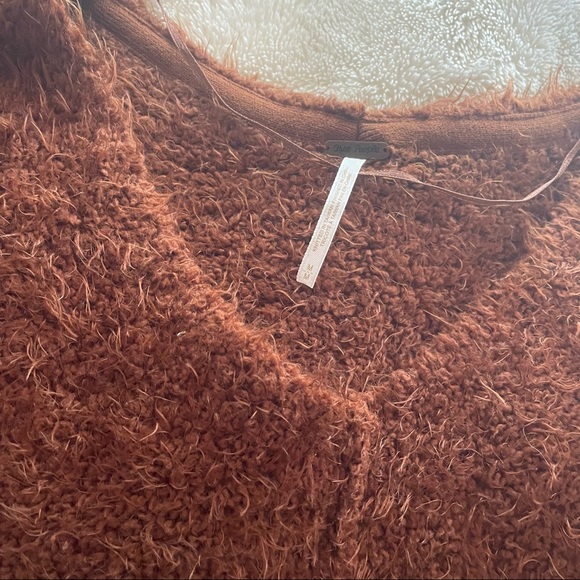free people brown icing v pullover fuzzy sweater medium - Picture 4 of 5